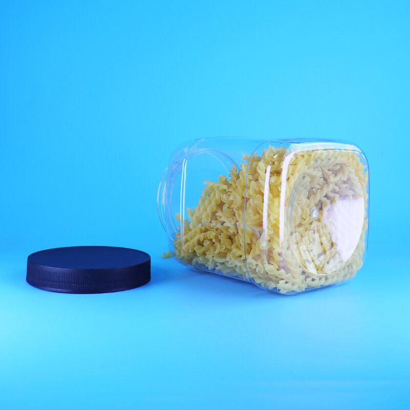 Custom Square PET Plastic Jar with Well Sealing Food Grade Lid for Cookies and Nuts
