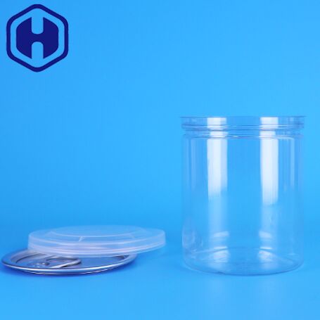 Disegno personalizzato di chiusura facile Capo aperto piccolo PET trasparente lattina di plastica per noci cibo per bambini