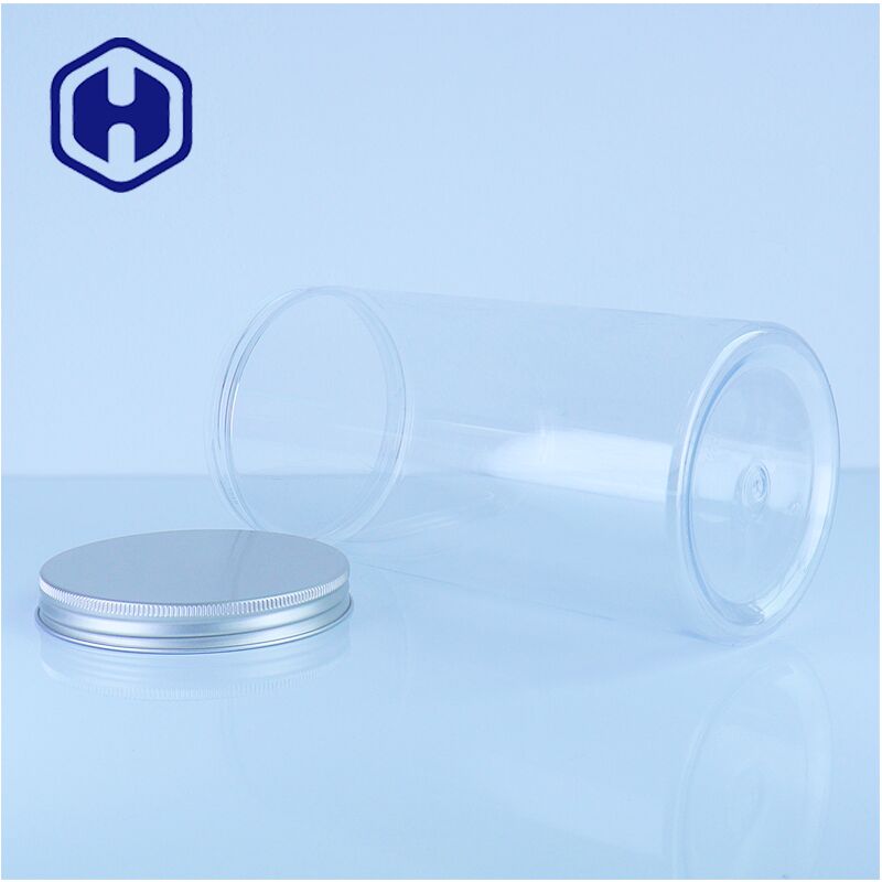Vaso di plastica trasparente di alta qualità Capo in alluminio per lo stoccaggio di biscotti Noci Dolci di qualità alimentare