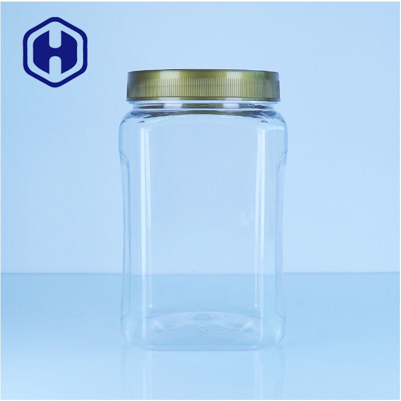 Quadrato PET Chiaro Plastico Vaso di miele Rivestimento a vite Noci di qualità alimentare Frutta secca Dolci facile versare