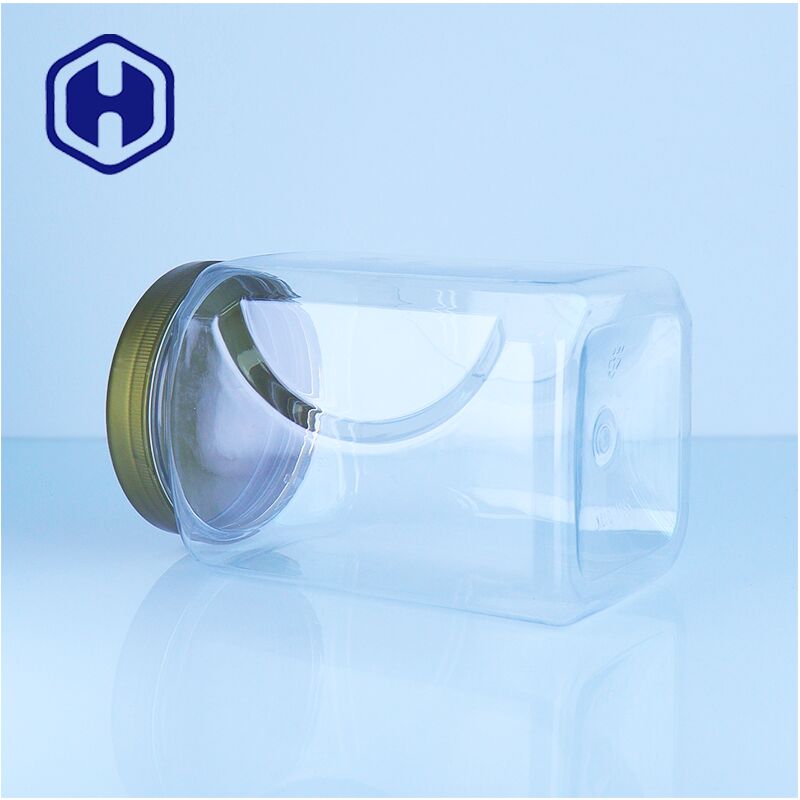 Quadrato PET Chiaro Plastico Vaso di miele Rivestimento a vite Noci di qualità alimentare Frutta secca Dolci facile versare