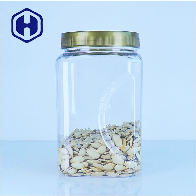 Vaso di plastica trasparente in PET quadrato per condimenti di zucchero, sale, alimenti, senza perdite