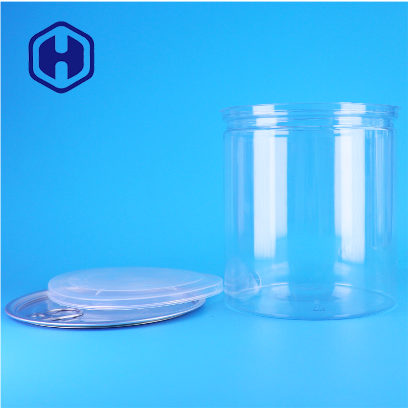 PET Canne di plastica rotonda trasparente per noci Frutta secca Cibo Caramelle Classificazione alimentare Capo facile da aprire