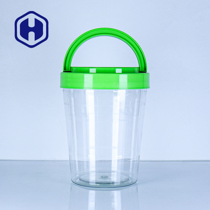 Fabbricante di baratto in plastica trasparente a bocca larga con maniglia e coperchio FSSC22000 UE testato