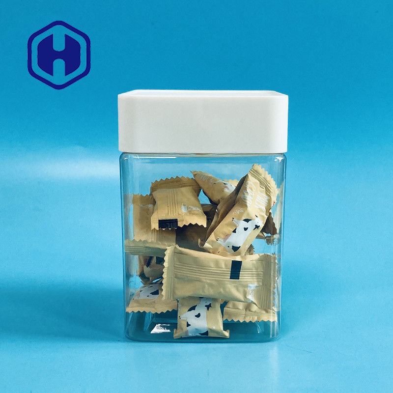 Il chiaro barattolo di biscotto di plastica dell'animale domestico per la noce dei semi della caramella gommosa e molle delle date ha asciugato la frutta di verdure