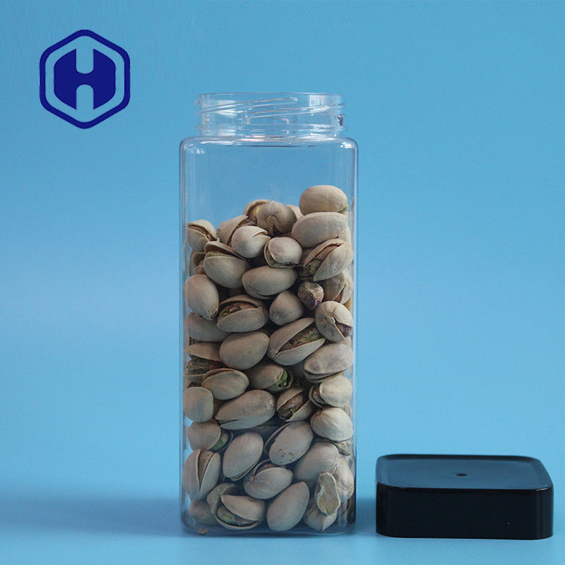 Riso di plastica dei biscotti del barattolo della chiara prova vuota della perdita che imballa il barattolo dell'ANIMALE DOMESTICO del quadrato dell'alimento 555ml