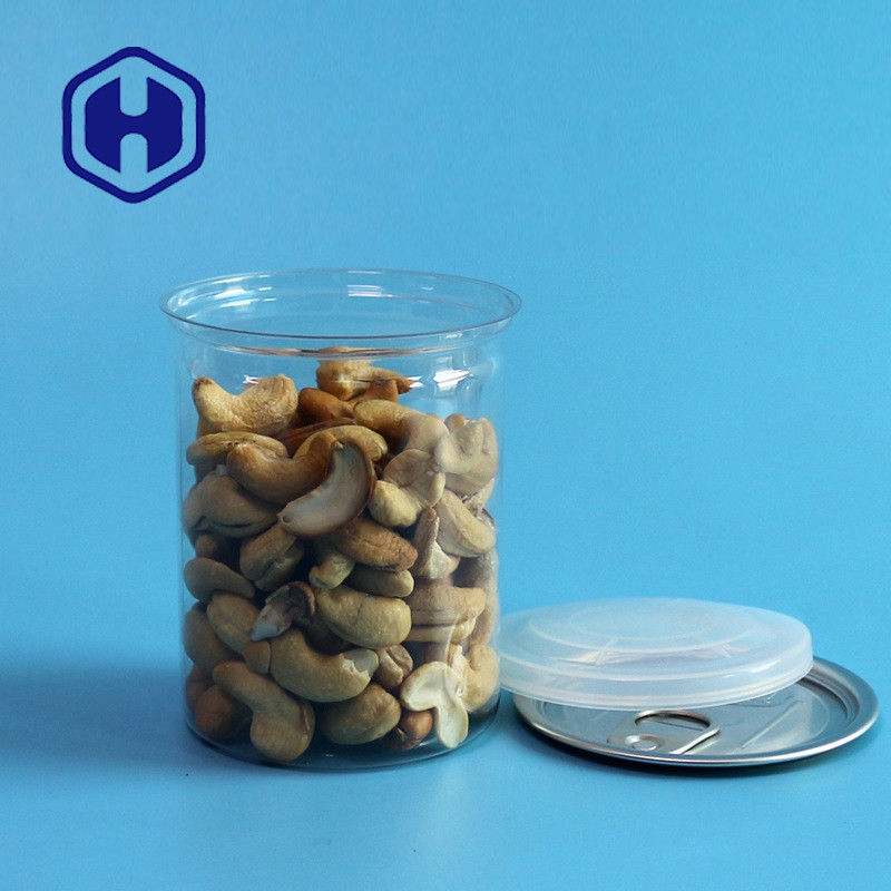 Barattoli di plastica PET trasparenti con anello di trazione 300 ml Cashew Mandorle Arachidi Noci mescolate Imballaggio