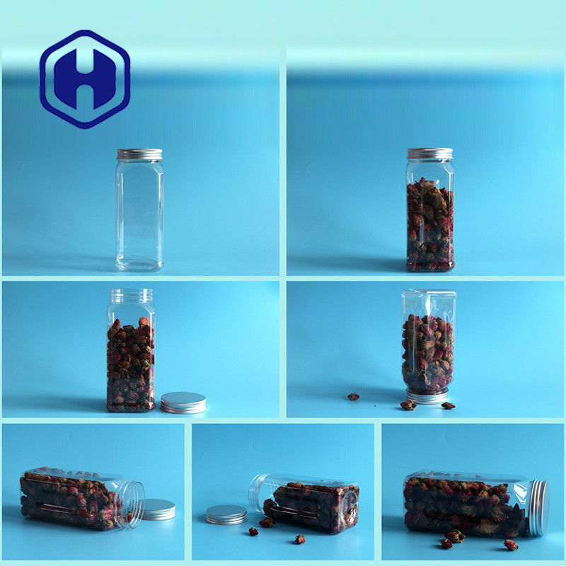 barattolo di plastica dell'ANIMALE DOMESTICO del quadrato 580ml per il coperchio a vite di alluminio vuoto dell'ampia bocca ermetica dell'alimento