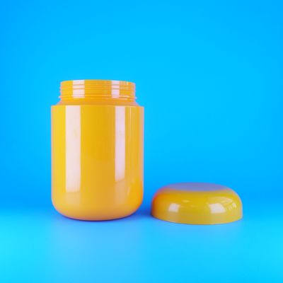 Barattoli per biscotti e caramelle con tappo a vite piatto arancione in PET plastico alimentare a forma rotonda