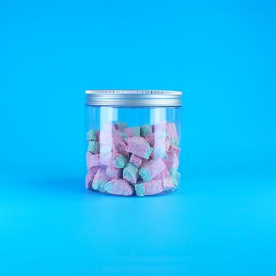 Round Aluminum Easy Open Lid Food Caramelle Biscotti Gelsomino Tè Plastica Chiara Bottiglia PET