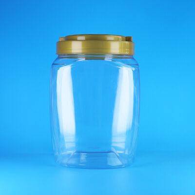 Manico quadrato trasparente Capo piatto di plastica PET Biscotti dolci Cibo secco Bottoni di cibo per bambini