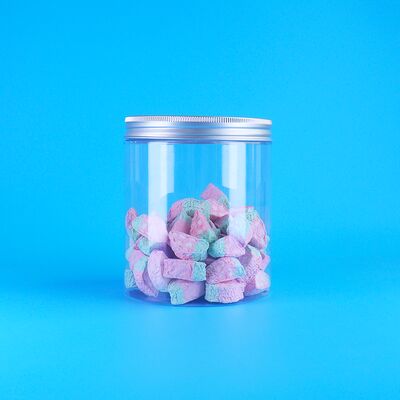 Vasetto rotondo in plastica PET trasparente per caramelle alla prugna, Skittles, gelatina di frutta, torta di fagioli mung, coperchio a vite