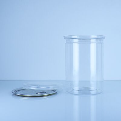 Transparent PET Food Storage Biscuits Cakes Sweets Nuts Can With Easy Open PE Lid 