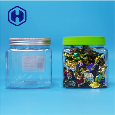 Barattolo quadrato ermetico trasparente in plastica PET con coperchio a vite in plastica per alimenti, caramelle, biscotti